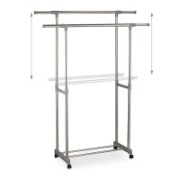 relaxdays Rollgarderobe silber Metall 94,0-160,0 x 95,0-165,0 cm, 1 St.