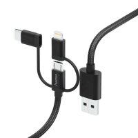 hama 3in1 Kabel 1,5 m schwarz, 1 St.