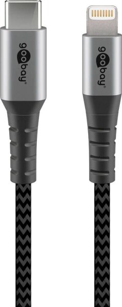 goobay Lightning/USB C Kabel 0,5 m grau, schwarz, 1 St.
