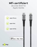 goobay Lightning/USB C Kabel 0,5 m grau, schwarz, 1 St.