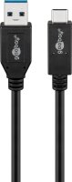goobay USB 3.1 Gen 2 A/USB C Kabel 1,0 m schwarz, 1 St.