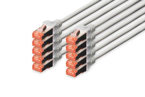 DIGITUS RJ45-Stecker/RJ-45 Stecker Netzwerkkabel DK-1644-050-10 5,0 m grau, 10 St.