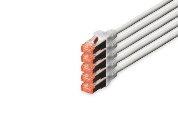 DIGITUS RJ45-Stecker/RJ-45 Stecker Netzwerkkabel DK-1644-070-5 7,0 m grau, 5 St.