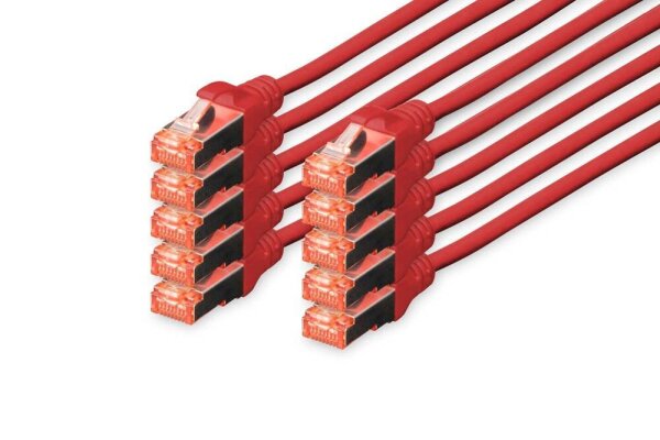 DIGITUS RJ45-Stecker/RJ-45 Stecker Netzwerkkabel DK-1644-005-R-10 0,5 m rot, 10 St.