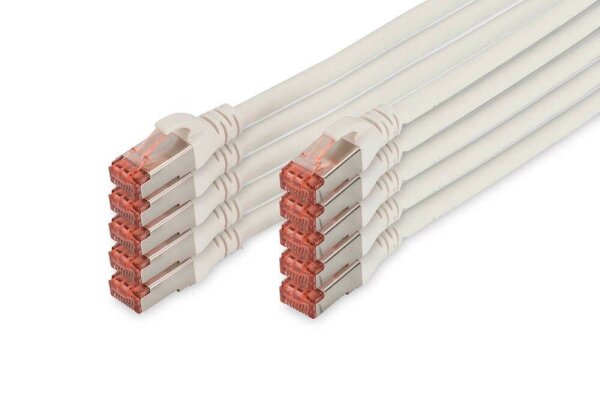 DIGITUS RJ45-Stecker/RJ-45 Stecker Netzwerkkabel DK-1644-030-WH-10 3,0 m weiß, 10 St.
