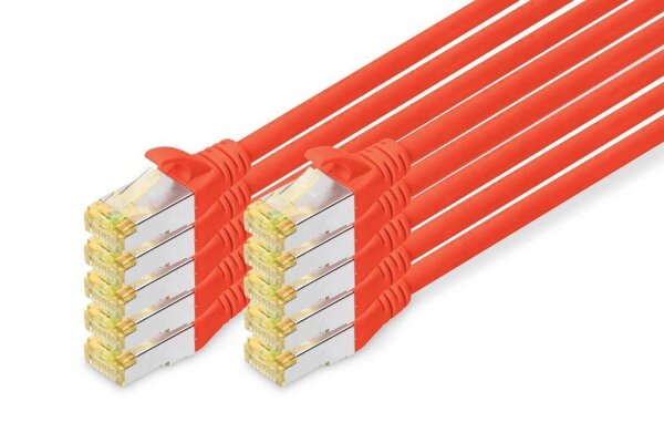 DIGITUS RJ45-Stecker/RJ-45 Stecker Netzwerkkabel DK-1644-A-020-R-10 2,0 m rot, 10 St.