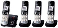 Panasonic KX-TG6824GB Schnurloses Telefon-Set mit Anrufbeantworter schwarz-silber