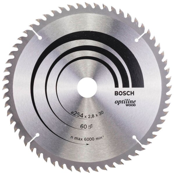 BOSCH Optiline Wood Kreissägeblatt 254,0 mm, 60 Zähne, 1 St.
