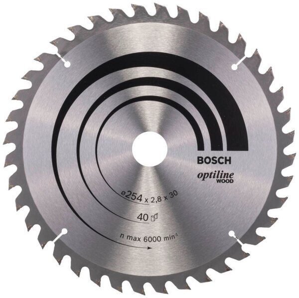 BOSCH Optiline Wood Kreissägeblatt 254,0 mm, 40 Zähne, 1 St.