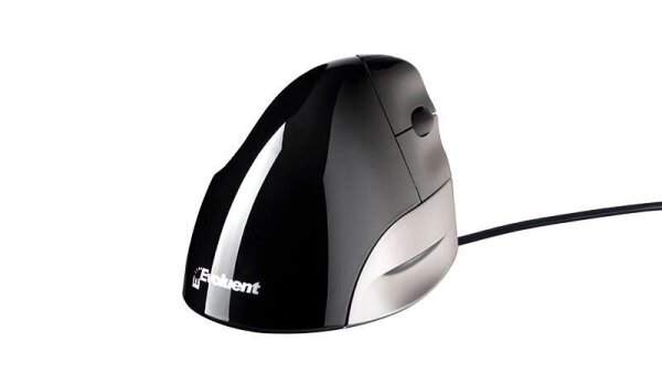 BAKKER ELKHUIZEN Evoluent Standard Vertical Maus ergonomisch kabelgebunden grau, schwarz, silber