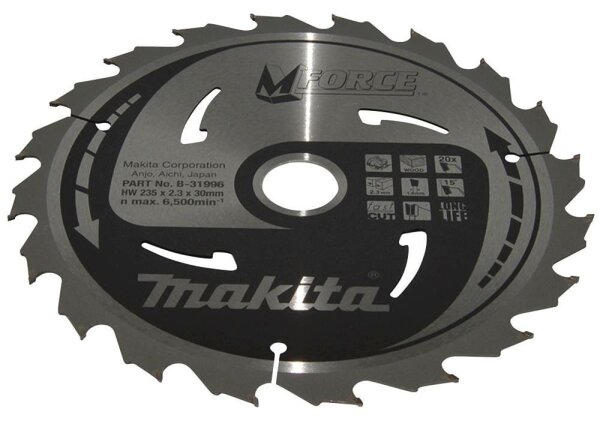 makita B-31996 M-FORCE Kreissägeblatt 235,0 mm, 20 Zähne, 1 St.