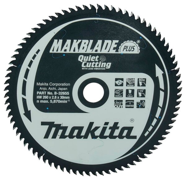 makita B-32655 MAKBLADE Kreissägeblatt 260,0 mm, 80 Zähne, 1 St.