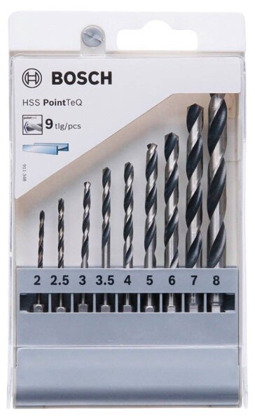 BOSCH Metallbohrer-Set HSS PointTeQ, 9-teilig