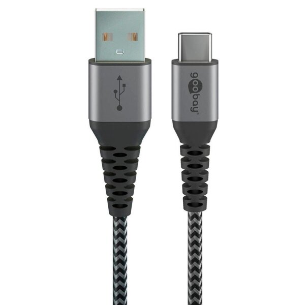 goobay USB 2.0 A/USB C Kabel 0,5 m schwarz, grau, 1 St.