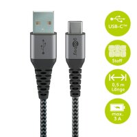 goobay USB 2.0 A/USB C Kabel 0,5 m schwarz, grau, 1 St.