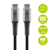goobay USB C Kabel 2,0 m schwarz, grau, 1 St.