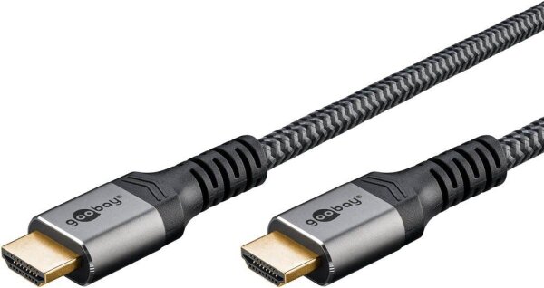 goobay HDMI 2.1 HDMI-Kabel 2,0 m grau, schwarz, 1 St.