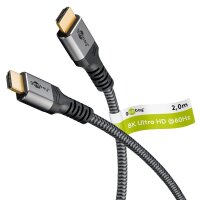 goobay HDMI 2.1 HDMI-Kabel 2,0 m grau, schwarz, 1 St.