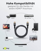 goobay HDMI 2.1 HDMI-Kabel 2,0 m grau, schwarz, 1 St.