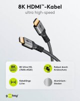 goobay HDMI 2.1 HDMI-Kabel 2,0 m grau, schwarz, 1 St.