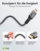 goobay HDMI 2.1 HDMI-Kabel 2,0 m grau, schwarz, 1 St.