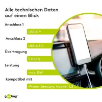 goobay USB C/USB 3.0 A Kabel 0,15 m schwarz, 1 St.
