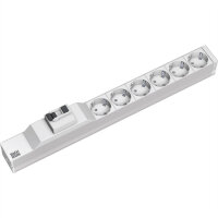 19" Steckdosenleiste, 6-fach, mit FI-Schutzschalter,...