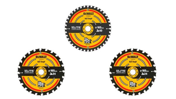 DEWALT ELITE Kreissaegeblatt 165/20 mm SET