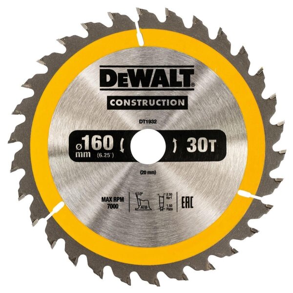 DEWALT Kreissaegeblatt Handkr. 160/20mm 30WZ