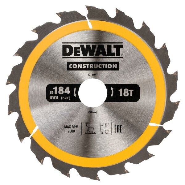 DEWALT Kreissaegeblatt Handkr. 184/30mm 18WZ