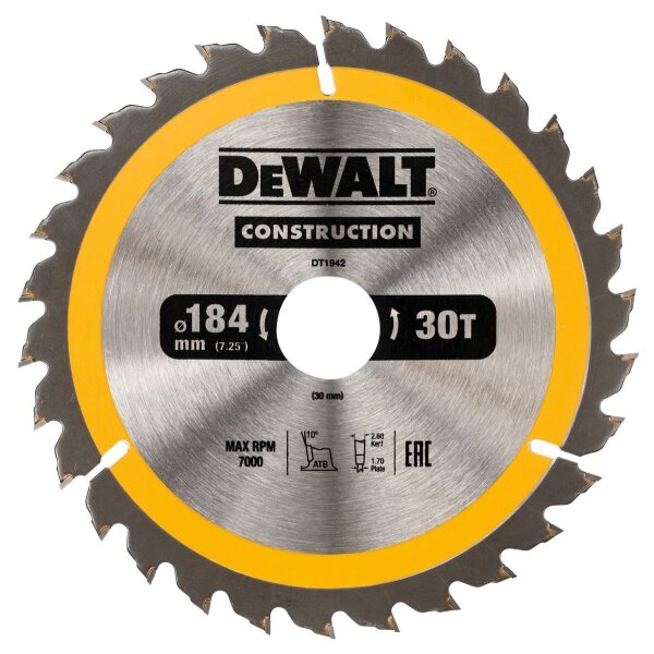DEWALT Kreissaegeblatt Handkr. 184/30mm 30WZ