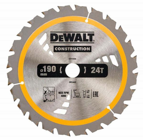 DEWALT Kreissaegeblatt Handkr. 190/30mm 24WZ