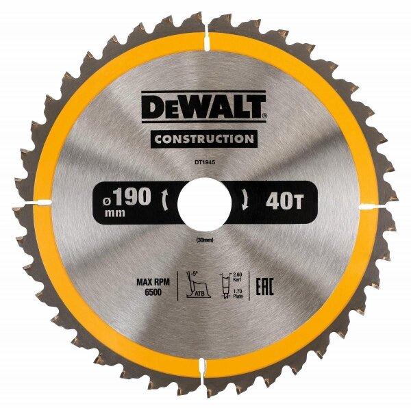 DEWALT Kreissaegeblatt Handkr. 190/30mm 40WZ
