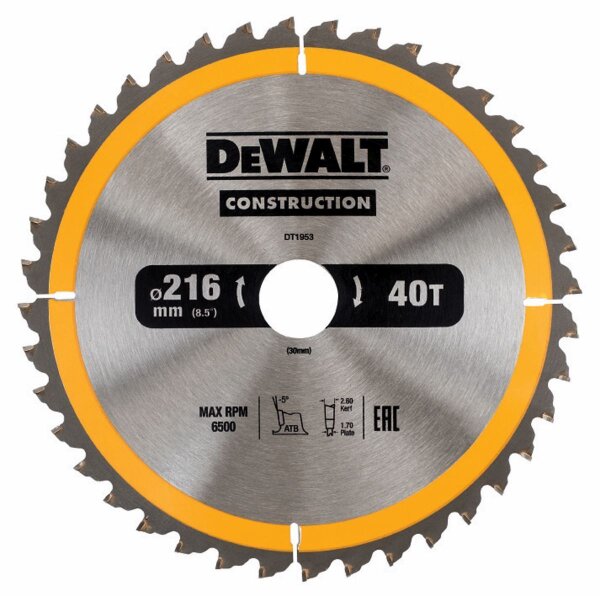 DEWALT Kreissaegeblatt Stat. 216/30mm 40WZ