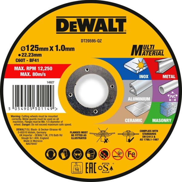 DEWALT Trennscheibe 125x1x22,23 mm Multi-Mat.