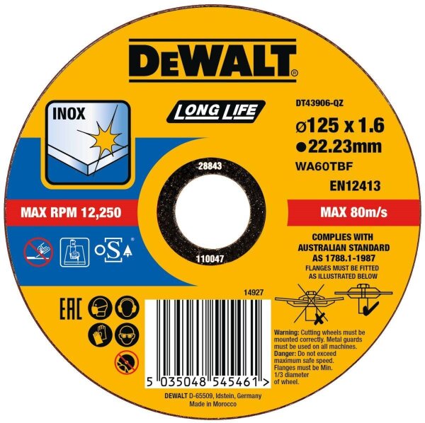 DEWALT Trennscheibe 125x1,6x22,23 mm Inox