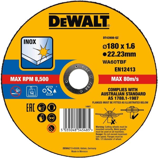 DEWALT Trennscheibe 180x1,6x22,23 mm Inox