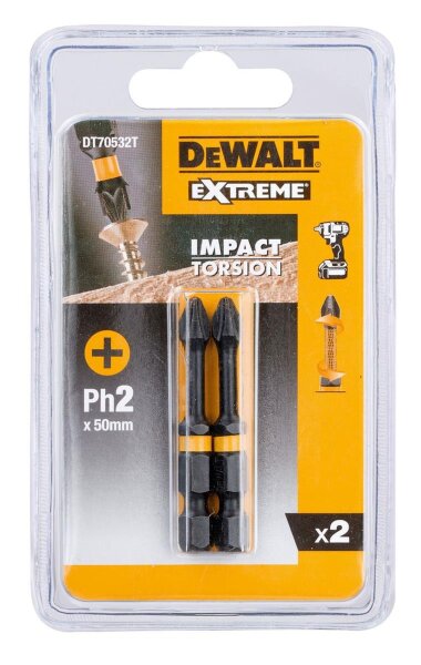 DEWALT Torsion Bit schlagf. Ph2 50mm 2Stk