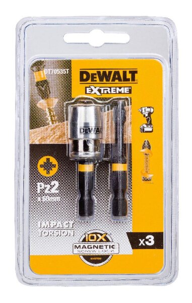 DEWALT Bit-Set 3-tlg. schlagf. Pz2 50mm